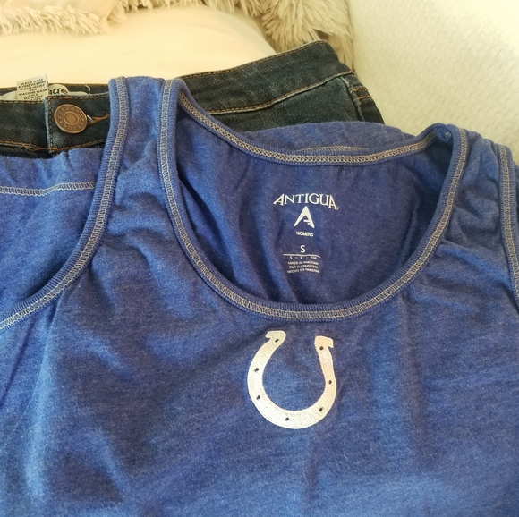Antigua Tops - Antigua Blue Colts Horseshoe Tank Top
